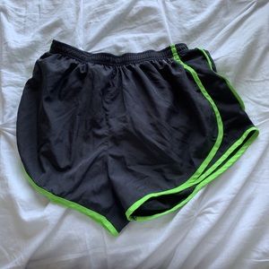 Dark gray and green dri fit shorts
